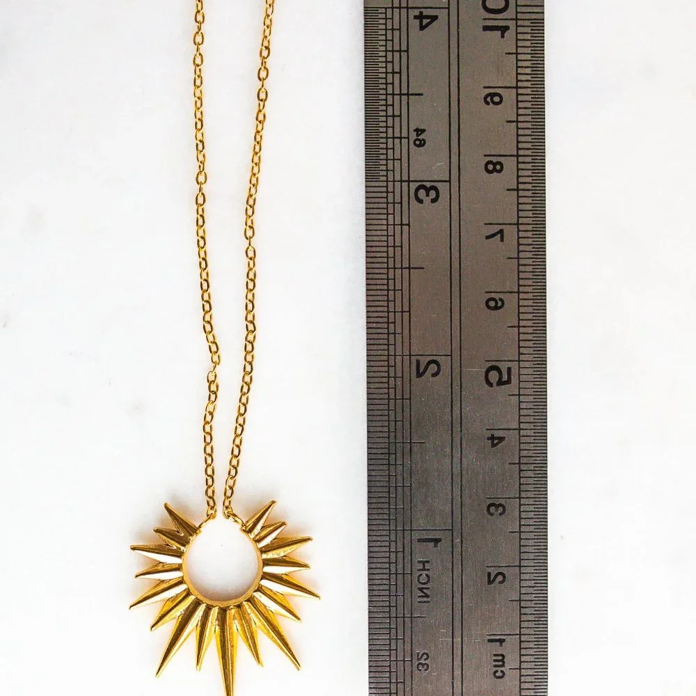 Unique Gold Necklace Waterproof Sunburst Necklace Sun Celestial Necklace - Picture 14 of 14